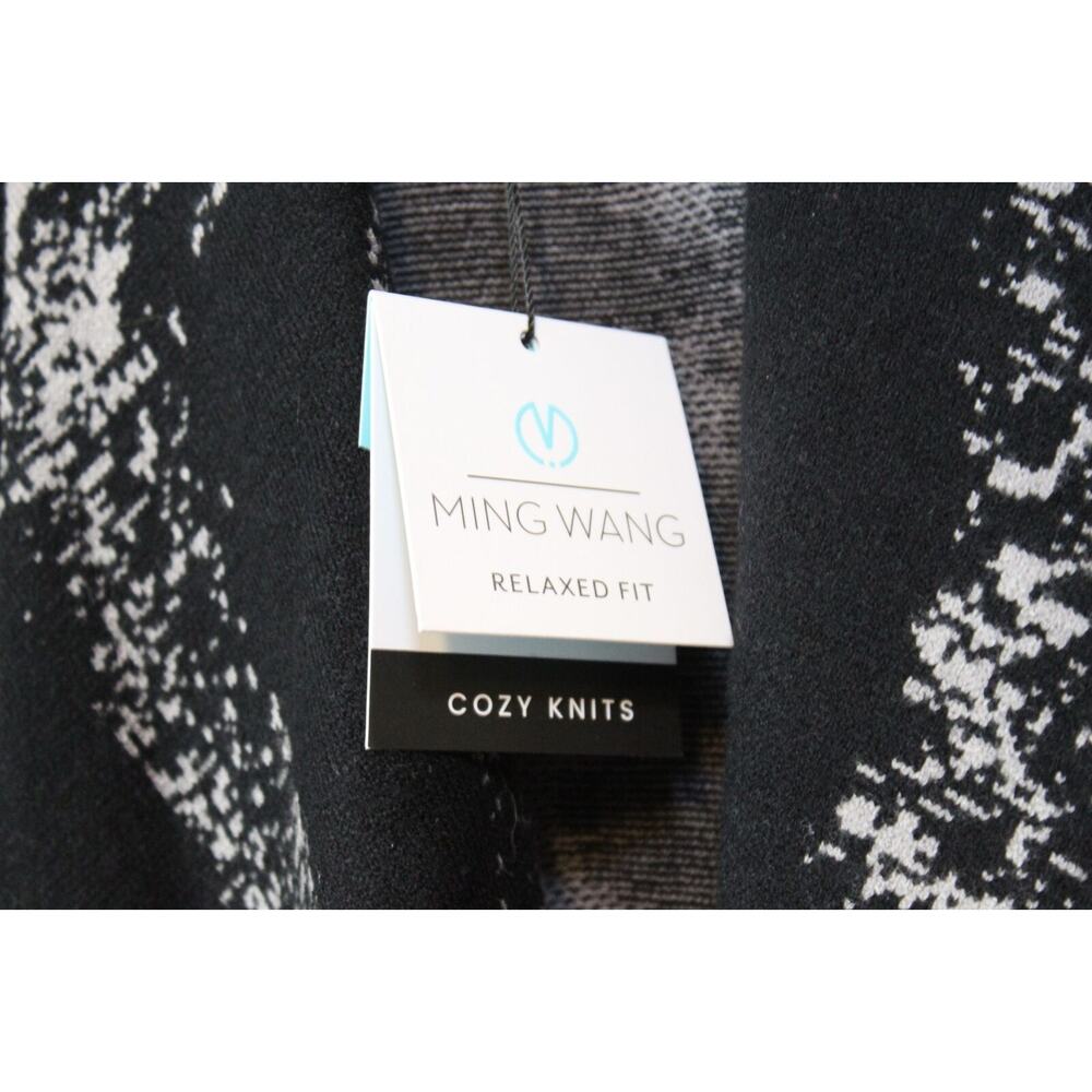 NWT Ming Wang Relaxed Fit Cozy Knit Cardigan Black Gray Petite Small PS H13896 - Picture 7 of 10